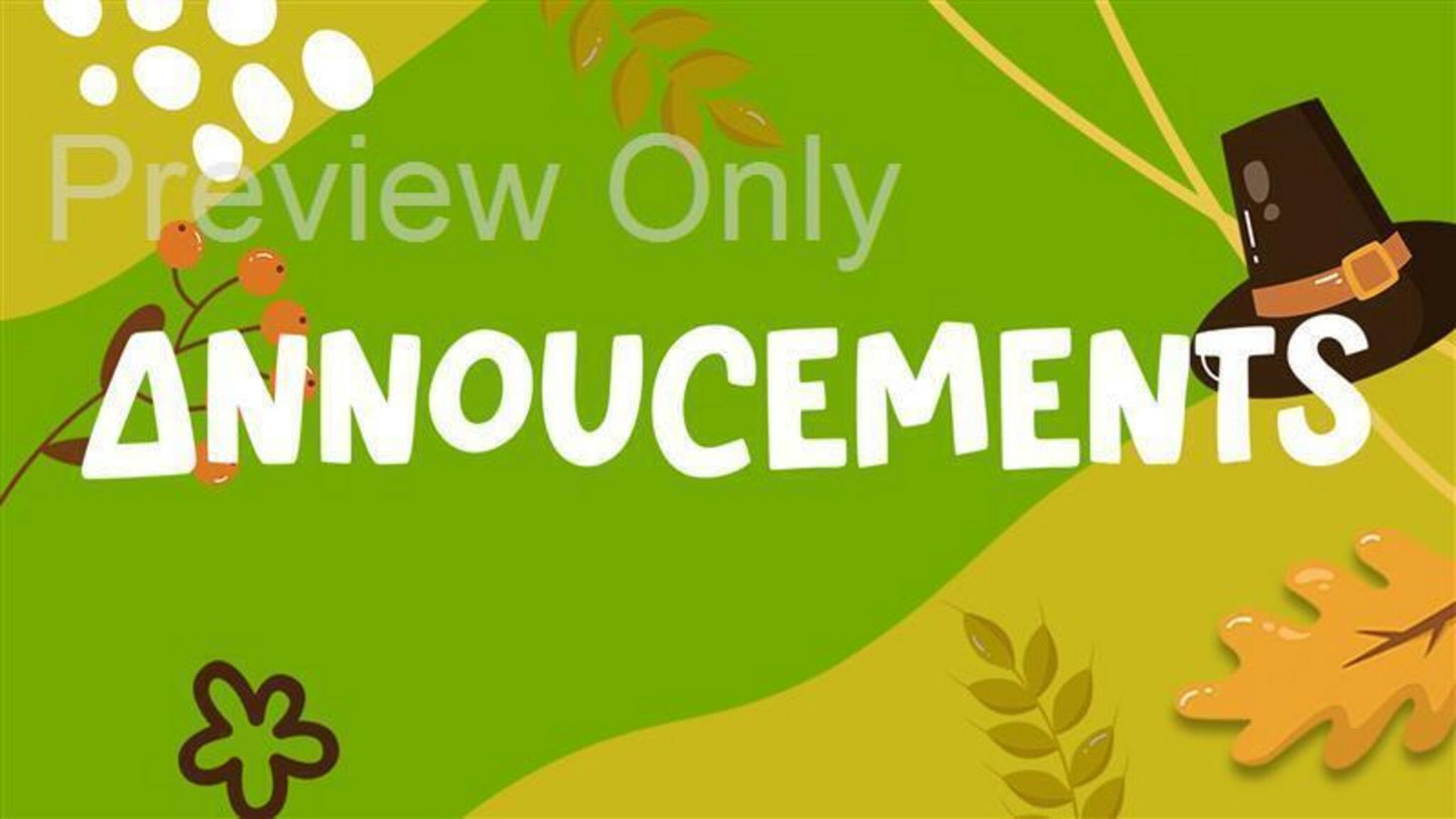 Kids Thanksgiving: Volume One - Announcements Still